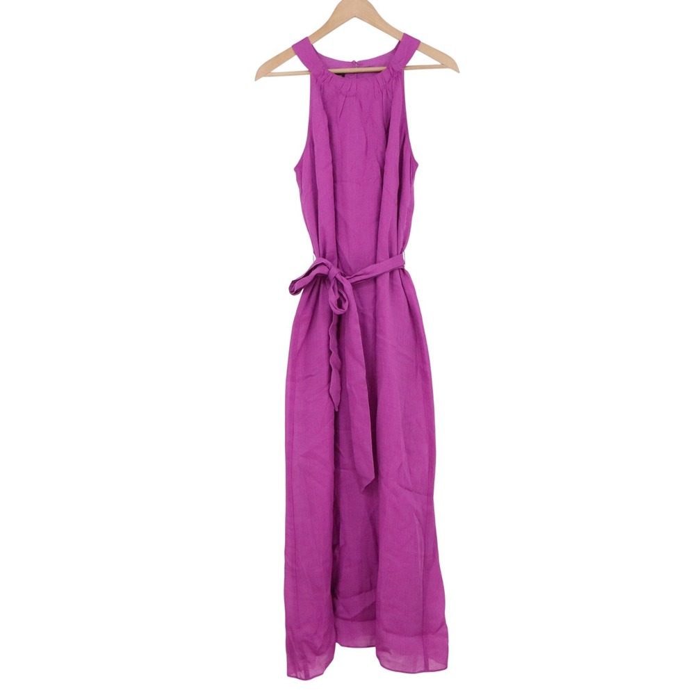 Talbots Maxi Dress Womens Medium Purple Sleeveless Belted New